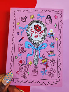 You deserve it all, mirror greetings card